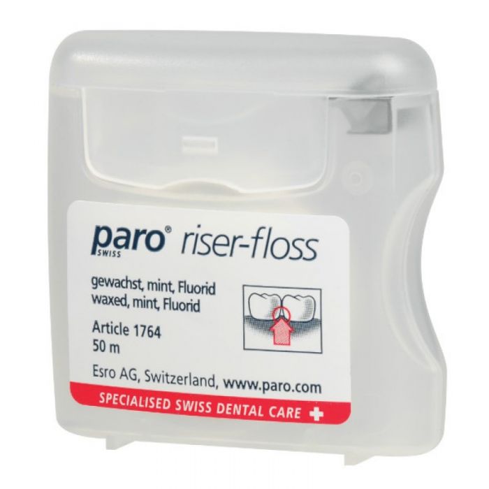 Paro RISER-FLOSS Зубная нить, вощенная, с мятой и фтором, 50 м