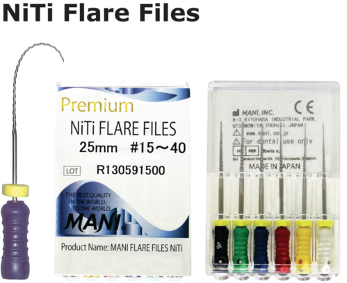 Никель- титановые файлы Flare files NiTi МАNI №15-40 (25mm, 6 шт)