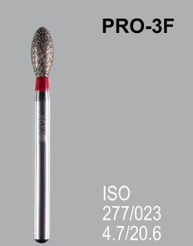 Бор алмазний MANI, 1 шт PRO-3F (ISO 277/023) червоні