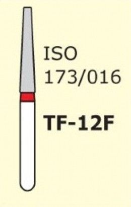 Бор алмазный MANI, 1 шт TF-12F (ISO 173/016) красные