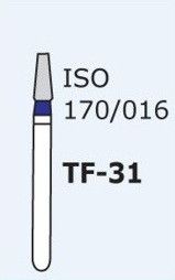 Бор алмазний MANI, 1 шт TF-31 (ISO 170/016) сині