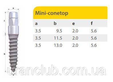 Імпланти системи IMPLA Mini-conetop конусоподібний діаметр 3 мм довжина 9,5 мм