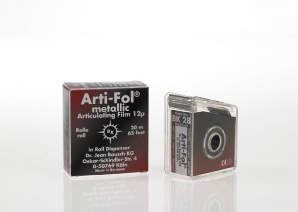 Артикуляційна фольга Arti-Fol metallic Shim Stock, Bausch 12 мкм Ролик фольги в боксі, 20 м, двостороння 22 мм чорний/червоний BK28