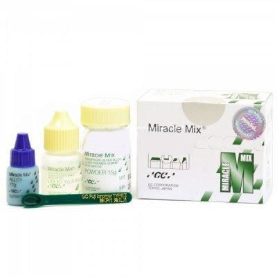 MIRACLE MIX, стеклоиономерный цемент Цемент MIRACLE MIX набор: 15 г + 8 мл + 17 г