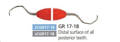 КЮРЕТА GRACEY с силиконовой ручкой, двухсторонняя Osung Кюрет Gracey 2CGR 17-18, Для работы на дистальной поверхности задних зубов.