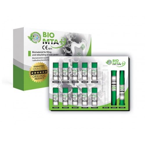 BIO MTA +, биоматериал Cerkamed maxі 10 х 0,14 г порошка Bio MTA + powder, 2 пипетки, содержащия 1 мл жидкости Bio MTA + liquid.