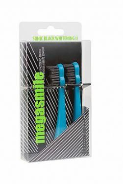 MEGASMILE Насадки для звуковой щетки Black Whitening Black 2 шт Голубые