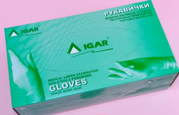 Перчатки латекс. текст. опудренные Igar,50 пар