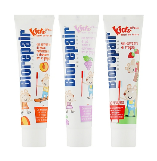 BIOREPAIR Комплекс Радуга вкусов (Детская зубная паста Веселый мышонок все вкусы)