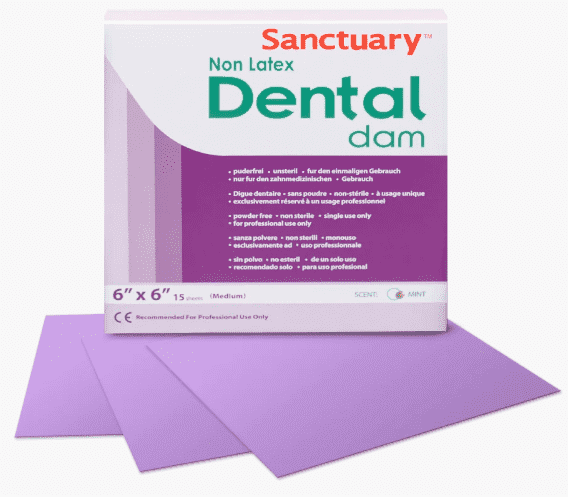 Платки для коффердама безлатексные медиум Sanctuary Dental Dam (пурпурные), 15 шт.