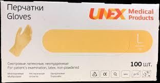 Рукавички медичні латексні пудровані UNEX розмір M,уп.100 шт.