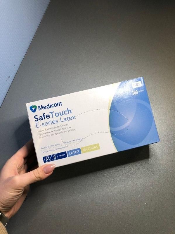 Рукавички опудрені латексні safe touch E-SERIES medicom,100 шт./уп.