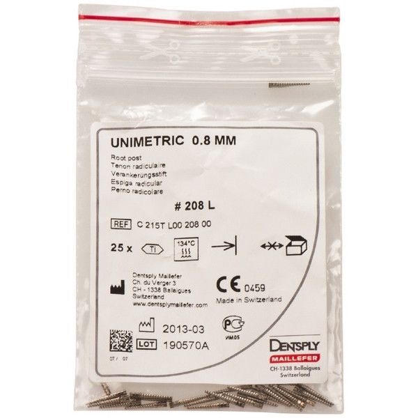 Набор штифтов Unimetric 0.8 MM ROOT-POST TITANIUM 208L