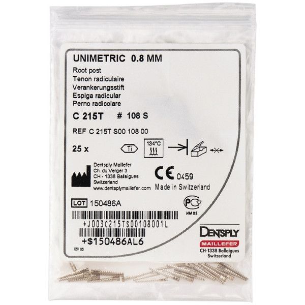 Набор штифтов Unimetric UNIMETRIC 0.8 MM ROOT-POST TITANIUM 108S