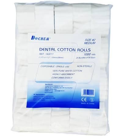 Валики ватні медичні DOCHEM, 1000 шт/уп.