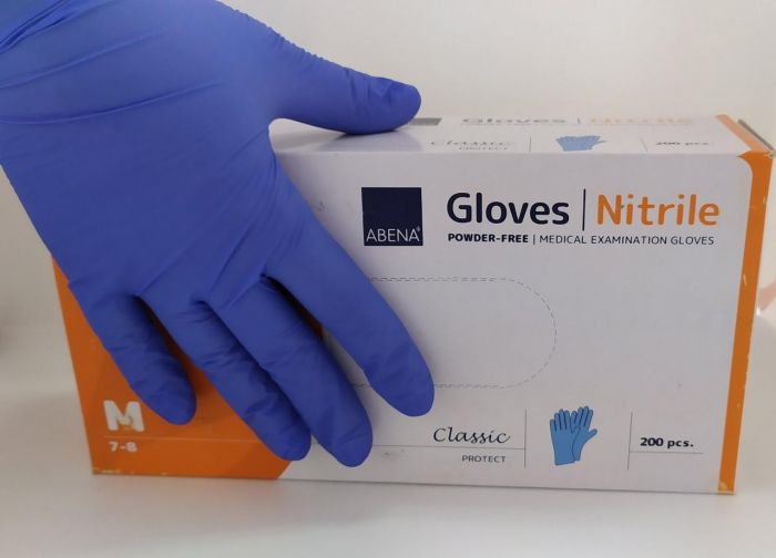 Перчатки нитриловые неопудренные Abena Gloves синие 200шт (100пар) L