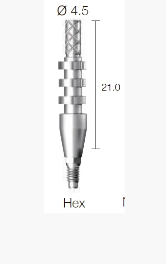 Трансфер SuperLine отпечаточный, уровень имплантата, открытая ложка, с 6-гранником, диам. = 4.5мм, высота = 21мм, № DPU4515HL