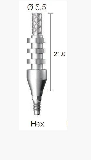 Трансфер SuperLine отпечаточный, уровень имплантата, открытая ложка, с 6-гранником, диам. = 5.5мм, высота = 21мм, № DPU5515HL