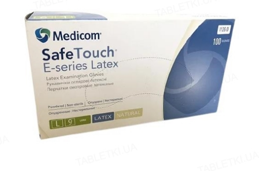 Рукавички опудрені латексні safe touch E-SERIES medicom,100 шт./уп. L