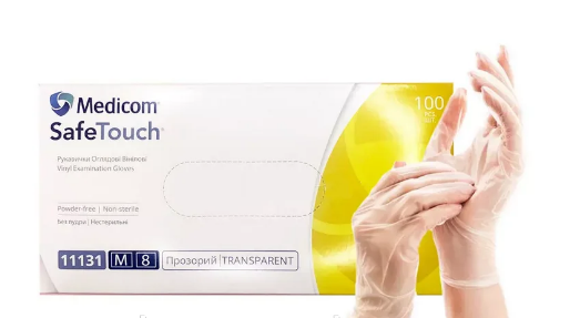 Виниловые перчатки SafeTouch без пудры, 100 шт