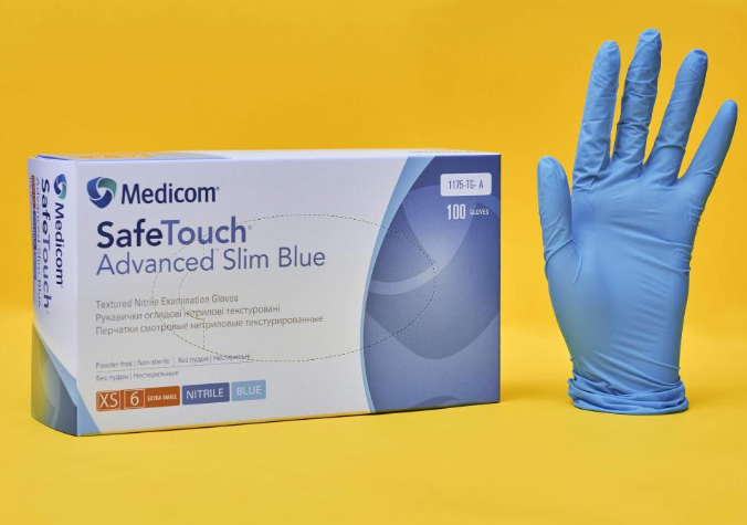 Перчатки нитриловые medicom SafeTouch 100 шт./уп, (голубые,3 г) XS