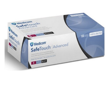 Перчатки нитриловые без пудры Medicom SafeTouch Black, (черные, 5 г)