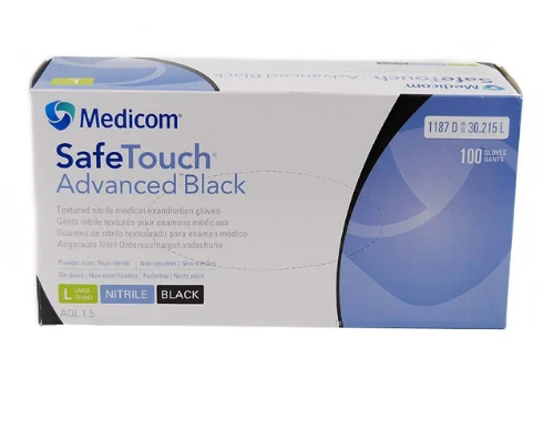 Рукавички нітрилові без пудри Medicom SafeTouch Black, (чорні,5 г) L