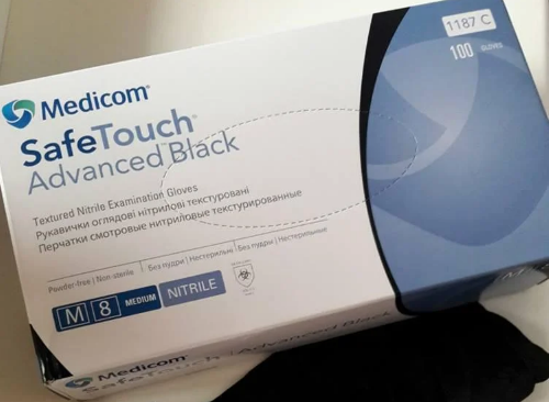 Рукавички нітрилові без пудри Medicom SafeTouch Black, (чорні, 5 г) M