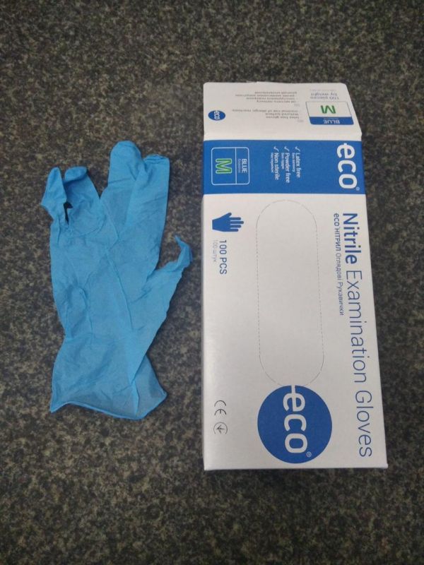 Рукавички ECO Nitrile, нітрилові оглядові нестерильні, неопудрені, блакитний колір, уп/100шт. XL Рукавички ECO Nitrile, нітрилові оглядові нестерильні, неопудрені, блакитний колір, уп/100шт. XL