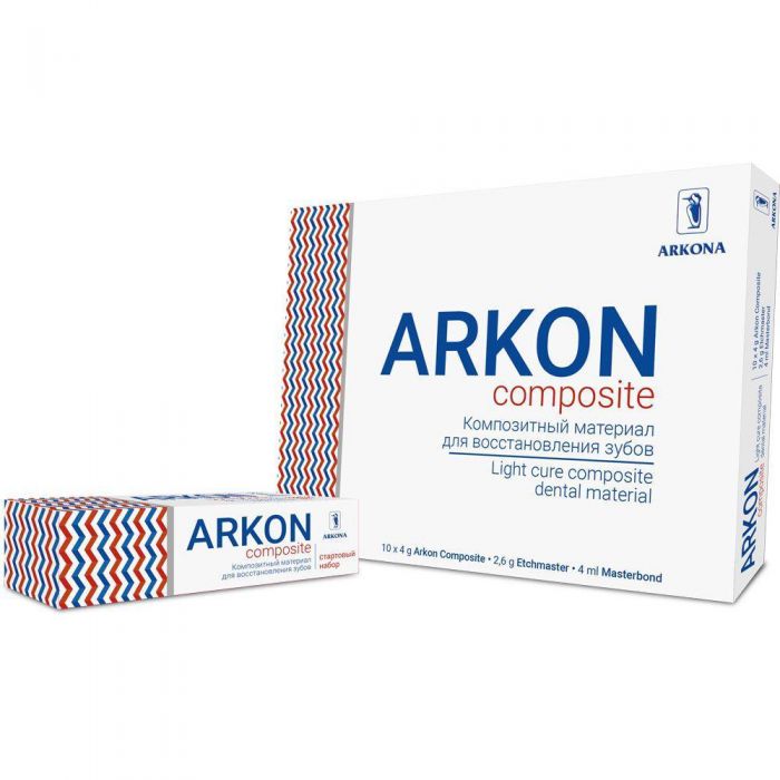 Реставрационный материал Arkon Composite набор 6*4г + Flow Art Etchmaster 2.6 г Masterbond 4 мл, А1,А2,А3,А3.5,ОА3,С2