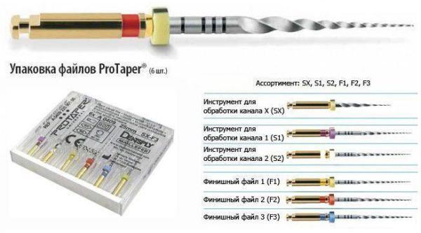 Протейпери машинні ProTaper, Dentsply Maillefer Оригінал асорті SX-F3, 25 мм