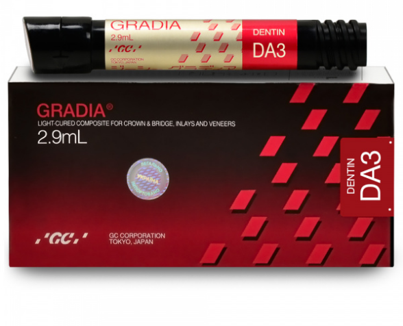 Гибридный композитный материал GRADIA (дентины, опак-дентины, эмали, эмалевые интенсивы) 2, 9 мл Dentin DA3