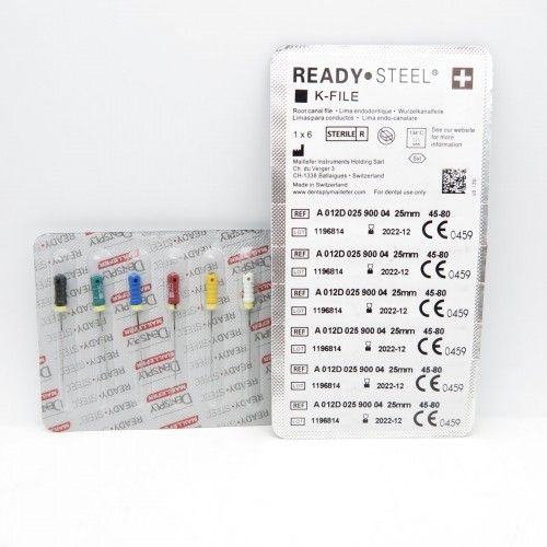 Эндодонтический инструментарий K-file Readysteel,6 шт/уп 28, ассотри 90-140