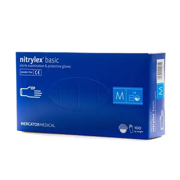 Рукавички нітрилові нітрилекс NITRYLEX basic уп./100 шт. nitrilex M басик базик медицини, косметології, тату