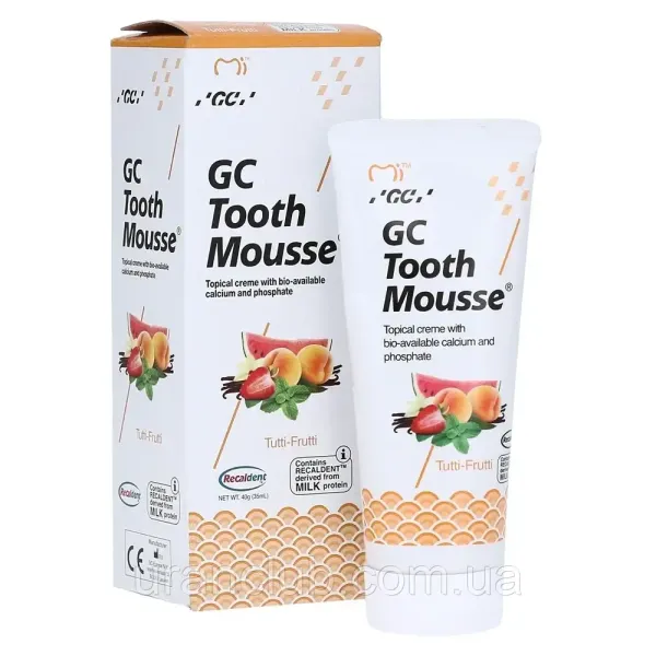 Реминерализующий гель Tooth Mousse Тутти-фрутти, GC Тусс мусс, ДжиСи 35 мл. гель для зубов