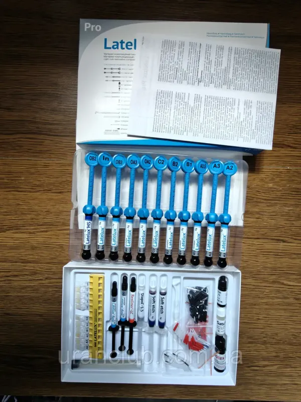 LATELUX PRO 62 НАБОР ДЛЯ ПЛОМБИРОВКИ СИСТЕМНЫЙ КОМПЛЕКТ ФОТОПОЛИМЕРНОГО КОМПОЗИТНОГО МАТЕРИАЛА ЛАТЕЛЮКС