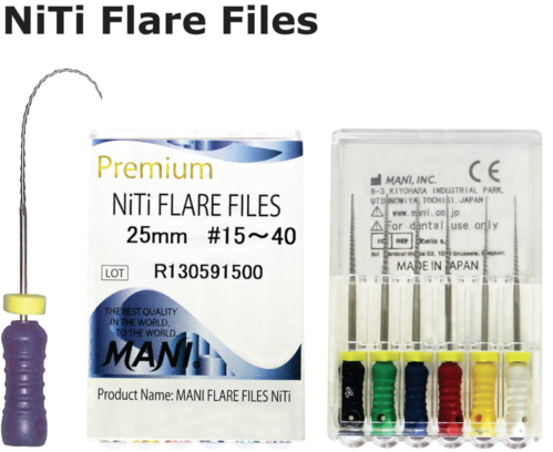 Никель- титановые файлы Flare files NiTi МАNI Никель- титановые файлы Flare files NiTi МАNI