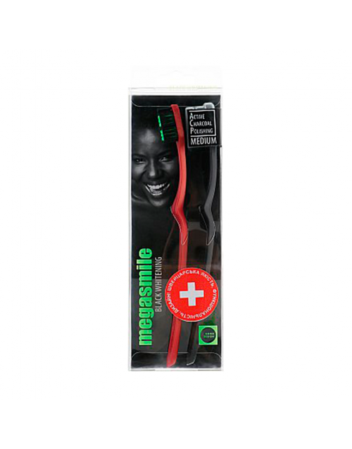 MEGASMILE Зубная щетка Black Whitening Medium 2 шт