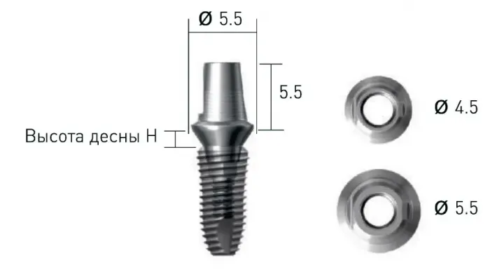 Абатмент SuperLine обточительный (индивидуальный), Ti-Base, с шестигранником, титан (Grade2), диам = 4.5мм,