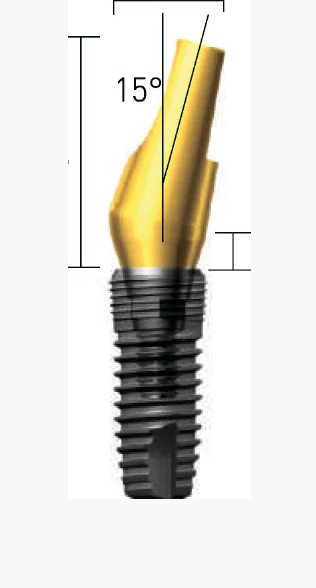 Абатмент SuperLine угловой 15 град., с шестигранником, титан + TiN, диaм. 5.5мм, высота десен = 2.0мм, №