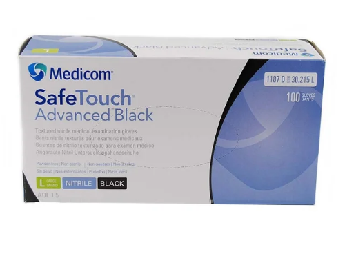 Перчатки нитриловые без пудры Medicom SafeTouch Black, (черные,5 г) L Перчатки нитриловые без пудры Medicom SafeTouch Black, (черные,5 г) L