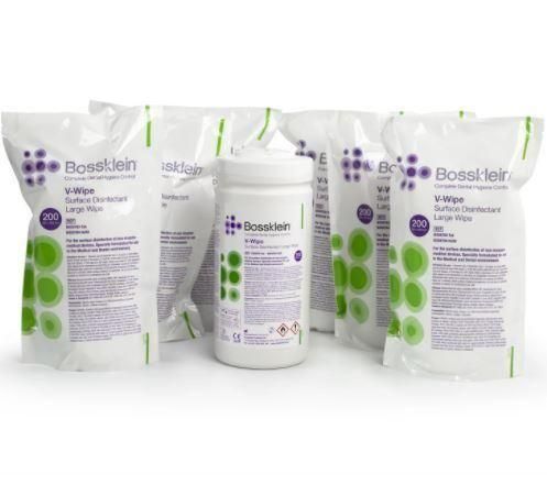 Серветки для дезінфекції поверхонь V-Wipes Large (В-вайпс ларч), TopDental Коробка (6 шт. + туба)