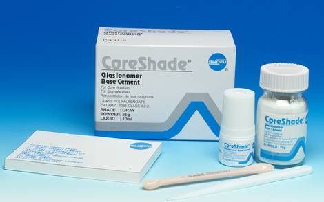 CoreShade GlasIonomer Base Cement - стеклоиномер для наращивание культи SHOFU 25 гр.+10 мл.