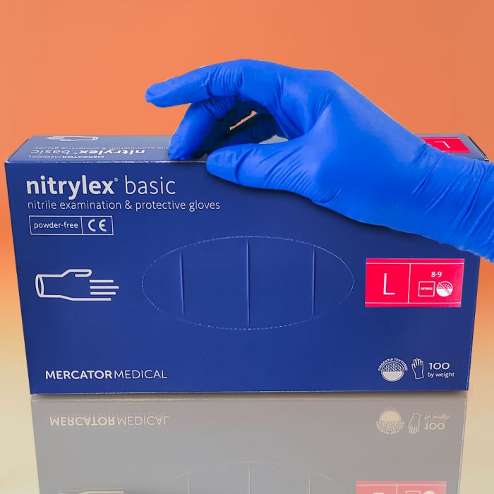 Рукавички нітрилові нітрилекс NITRYLEX basic уп./100 шт. nitrilex L басик базик медицини, косметології, тату